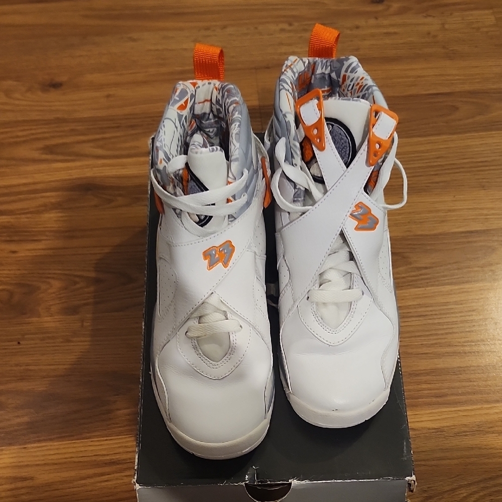Nike Kids White and Orange High-Top Sneakers